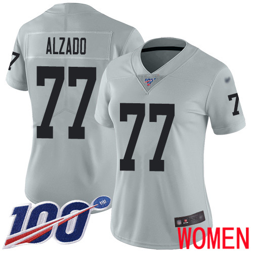 Oakland Raiders Limited Silver Women Lyle Alzado Jersey NFL Football #77 100th Season Inverted Legend Jersey